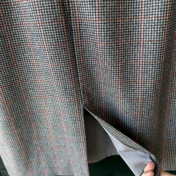 Antonio Melani Sz 12 Gray and Peach Coral Check Pencil Skirt Career Classic - Picture 6 of 7